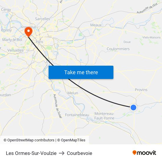 Les Ormes-Sur-Voulzie to Courbevoie map