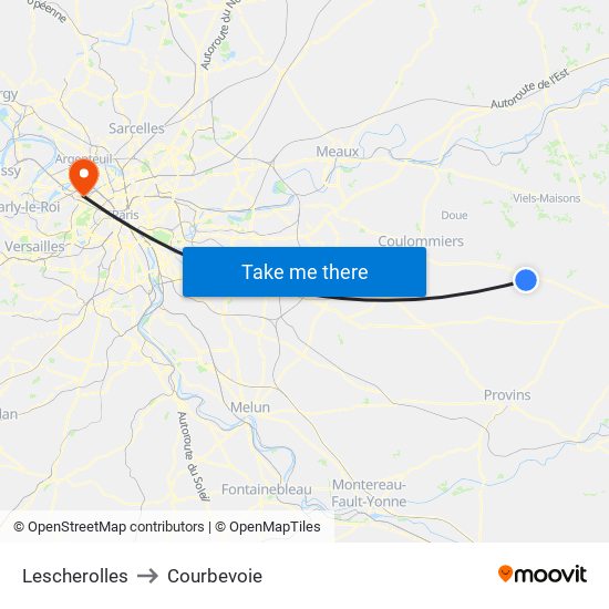 Lescherolles to Courbevoie map