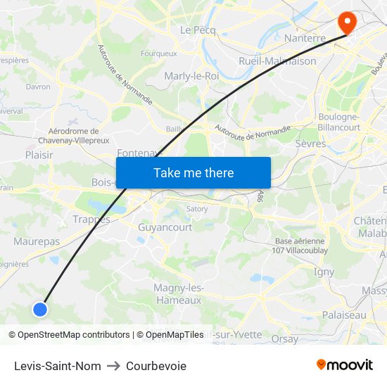 Levis-Saint-Nom to Courbevoie map