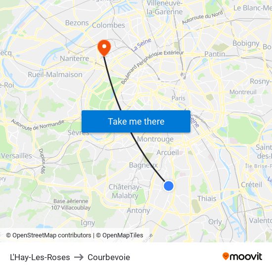 L'Hay-Les-Roses to Courbevoie map