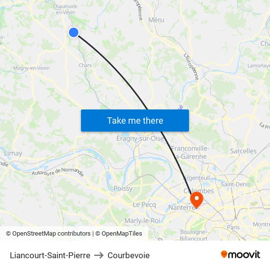 Liancourt-Saint-Pierre to Courbevoie map