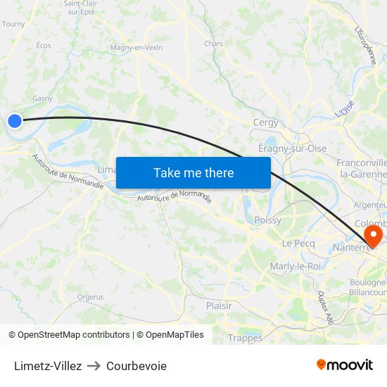 Limetz-Villez to Courbevoie map