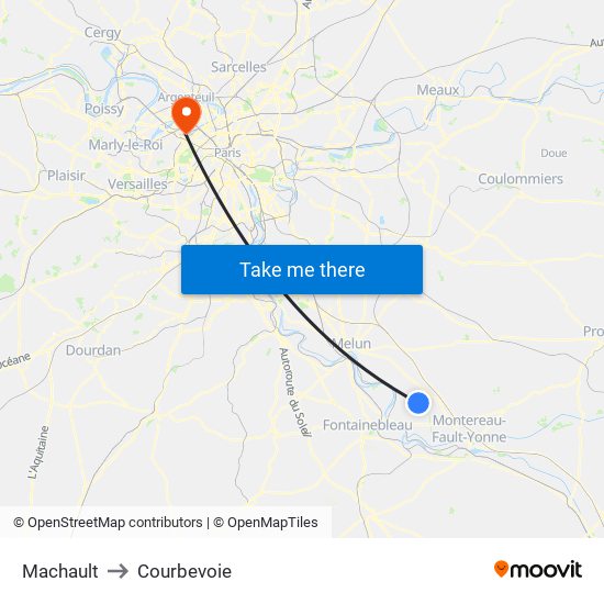 Machault to Courbevoie map