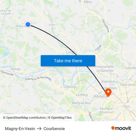 Magny-En-Vexin to Courbevoie map