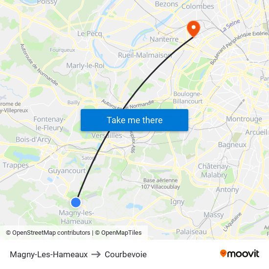 Magny-Les-Hameaux to Courbevoie map