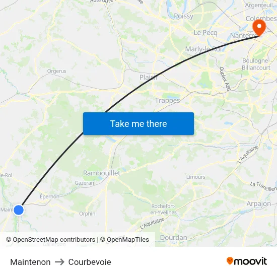 Maintenon to Courbevoie map