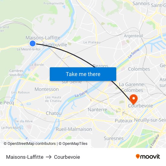 Maisons-Laffitte to Courbevoie map