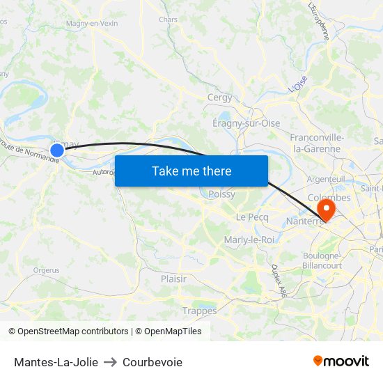 Mantes-La-Jolie to Courbevoie map