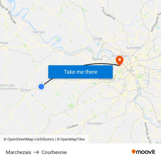 Marchezais to Courbevoie map