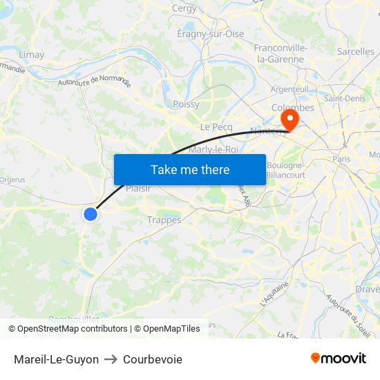 Mareil-Le-Guyon to Courbevoie map