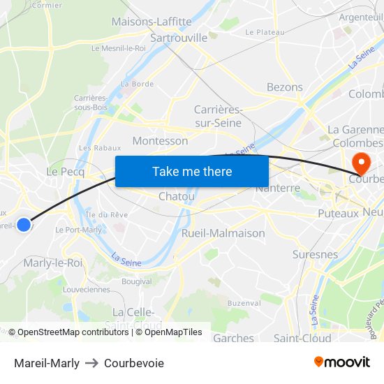 Mareil-Marly to Courbevoie map