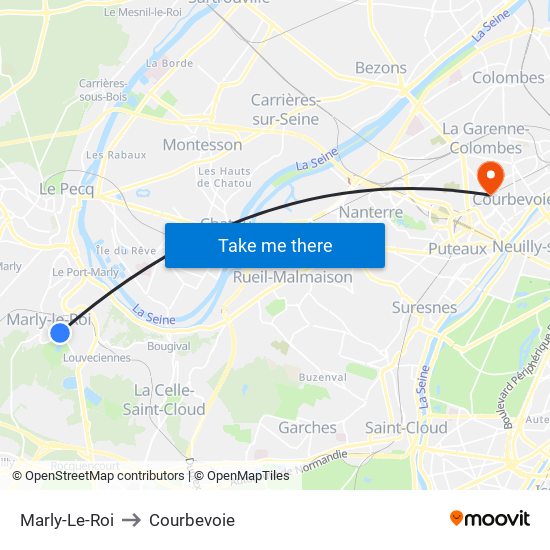 Marly-Le-Roi to Courbevoie map