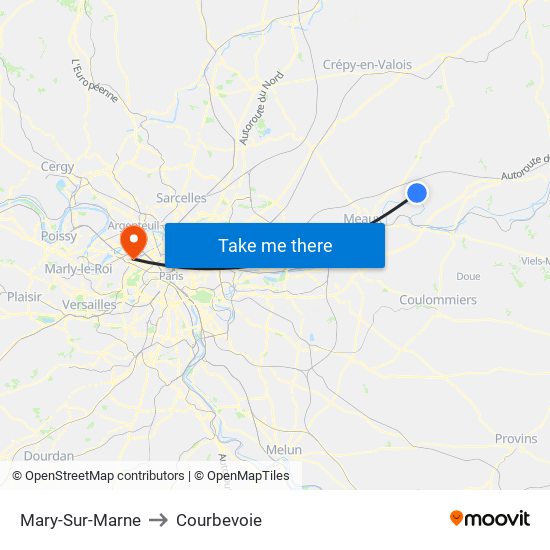 Mary-Sur-Marne to Courbevoie map