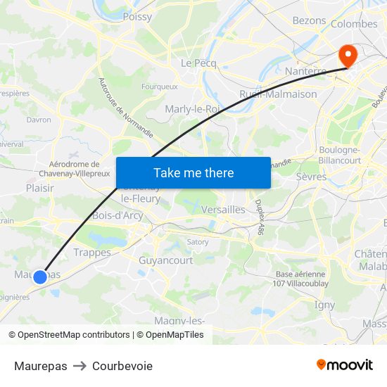 Maurepas to Courbevoie map