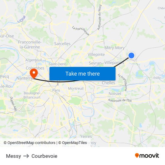Messy to Courbevoie map