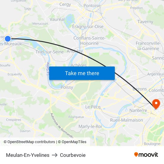 Meulan-En-Yvelines to Courbevoie map