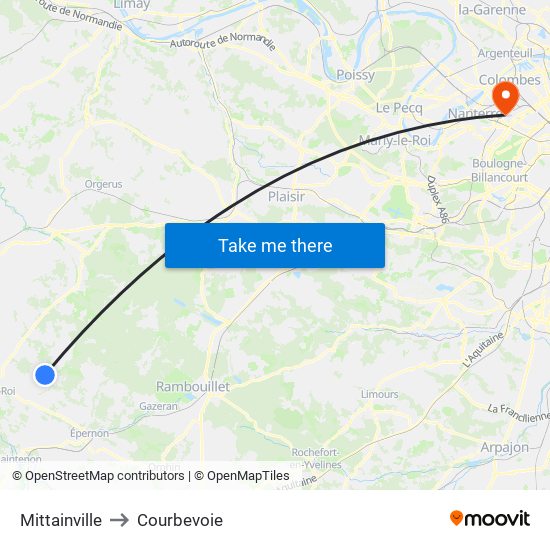 Mittainville to Courbevoie map