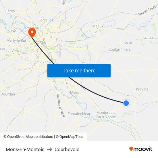 Mons-En-Montois to Courbevoie map