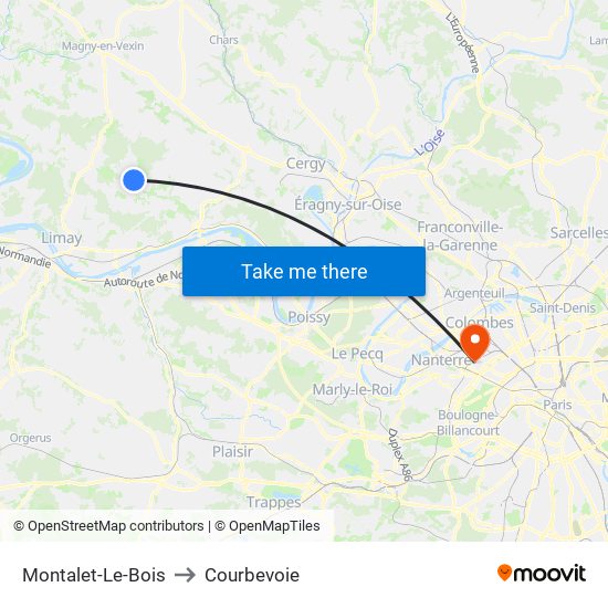 Montalet-Le-Bois to Courbevoie map