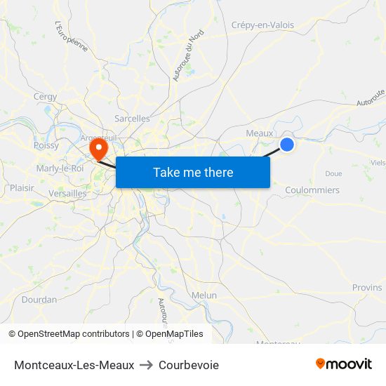 Montceaux-Les-Meaux to Courbevoie map
