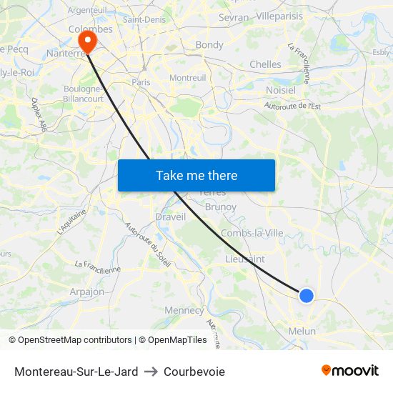 Montereau-Sur-Le-Jard to Courbevoie map