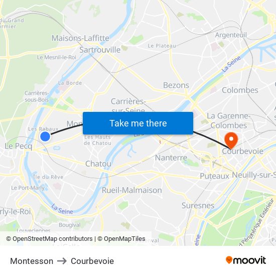 Montesson to Courbevoie map