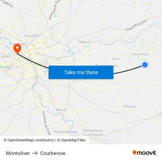 Montolivet to Courbevoie map