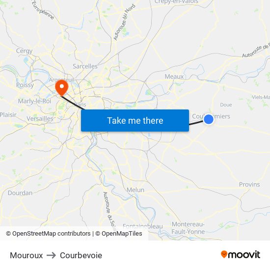 Mouroux to Courbevoie map