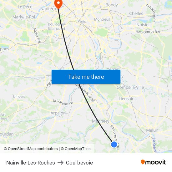 Nainville-Les-Roches to Courbevoie map