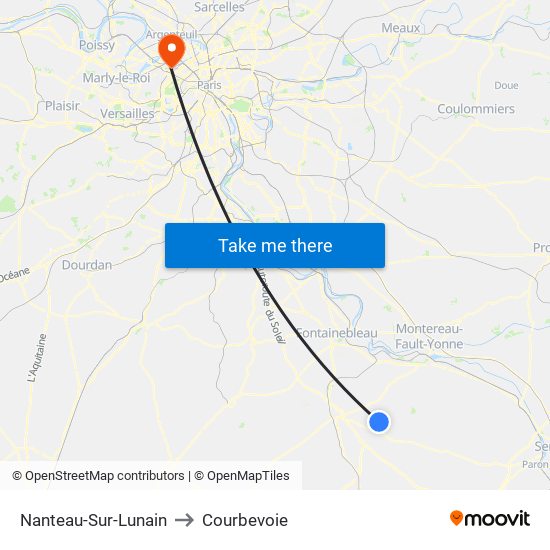 Nanteau-Sur-Lunain to Courbevoie map