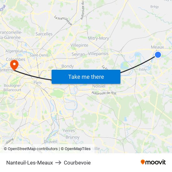Nanteuil-Les-Meaux to Courbevoie map