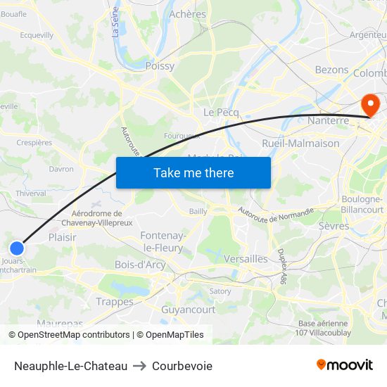 Neauphle-Le-Chateau to Courbevoie map