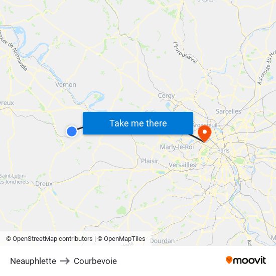 Neauphlette to Courbevoie map