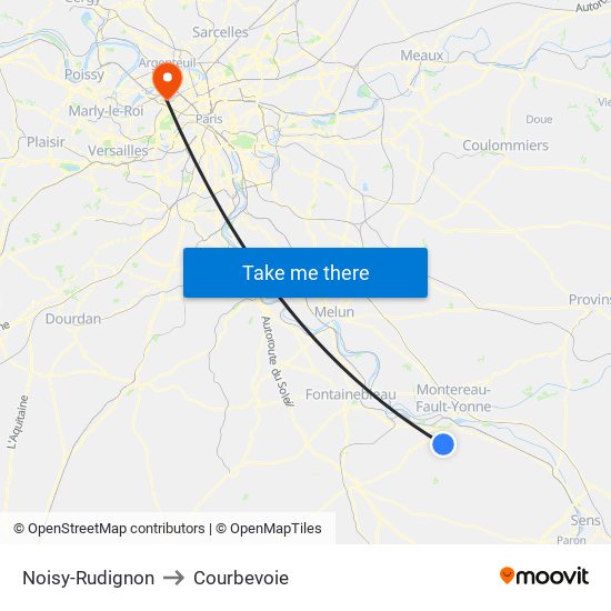 Noisy-Rudignon to Courbevoie map