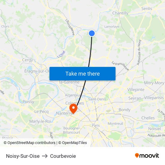 Noisy-Sur-Oise to Courbevoie map