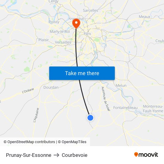 Prunay-Sur-Essonne to Courbevoie map