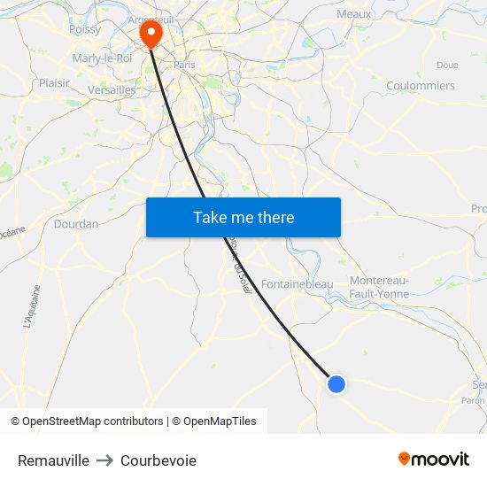 Remauville to Courbevoie map