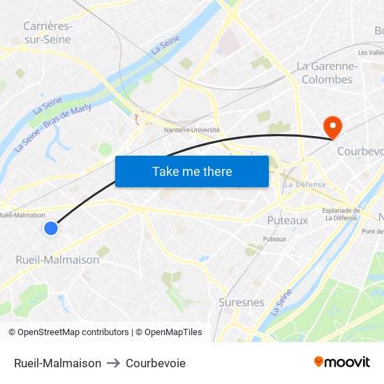 Rueil-Malmaison to Courbevoie map