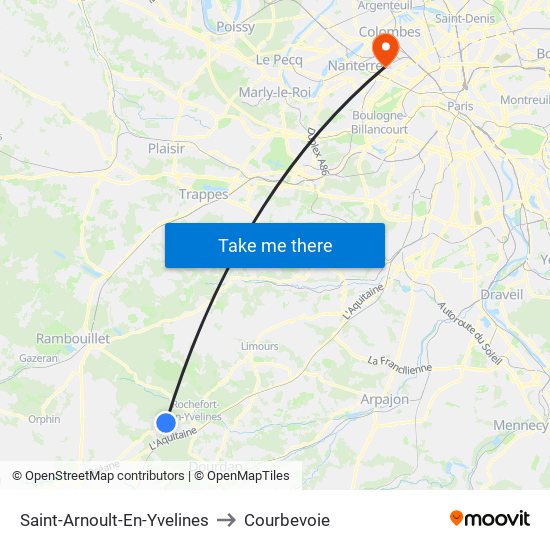 Saint-Arnoult-En-Yvelines to Courbevoie map