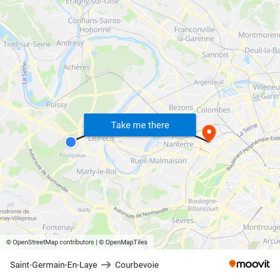 Saint-Germain-En-Laye to Courbevoie map