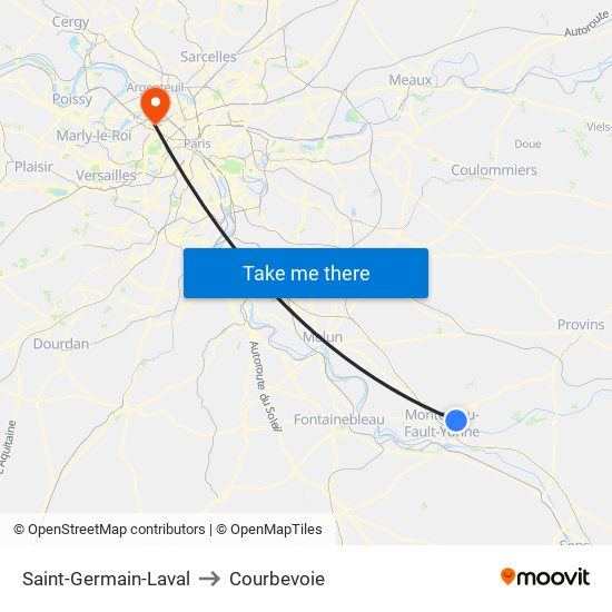 Saint-Germain-Laval to Courbevoie map