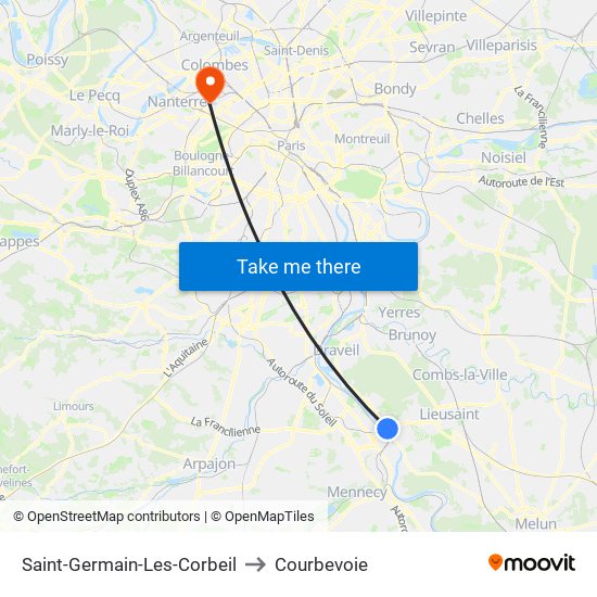 Saint-Germain-Les-Corbeil to Courbevoie map