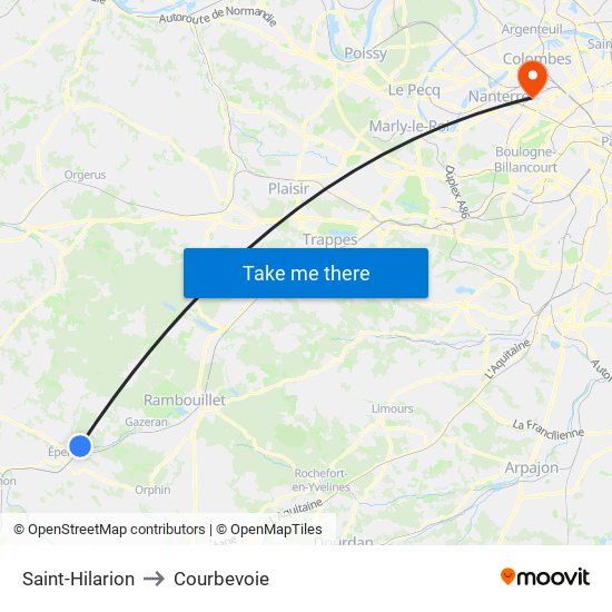 Saint-Hilarion to Courbevoie map