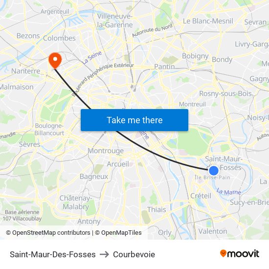 Saint-Maur-Des-Fosses to Courbevoie map