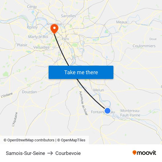 Samois-Sur-Seine to Courbevoie map