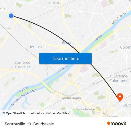 Sartrouville to Courbevoie map