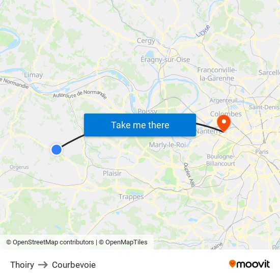 Thoiry to Courbevoie map