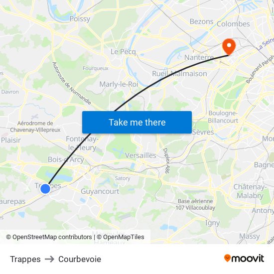 Trappes to Courbevoie map