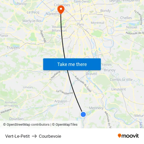 Vert-Le-Petit to Courbevoie map