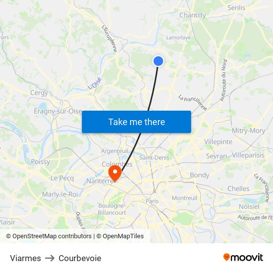 Viarmes to Courbevoie map